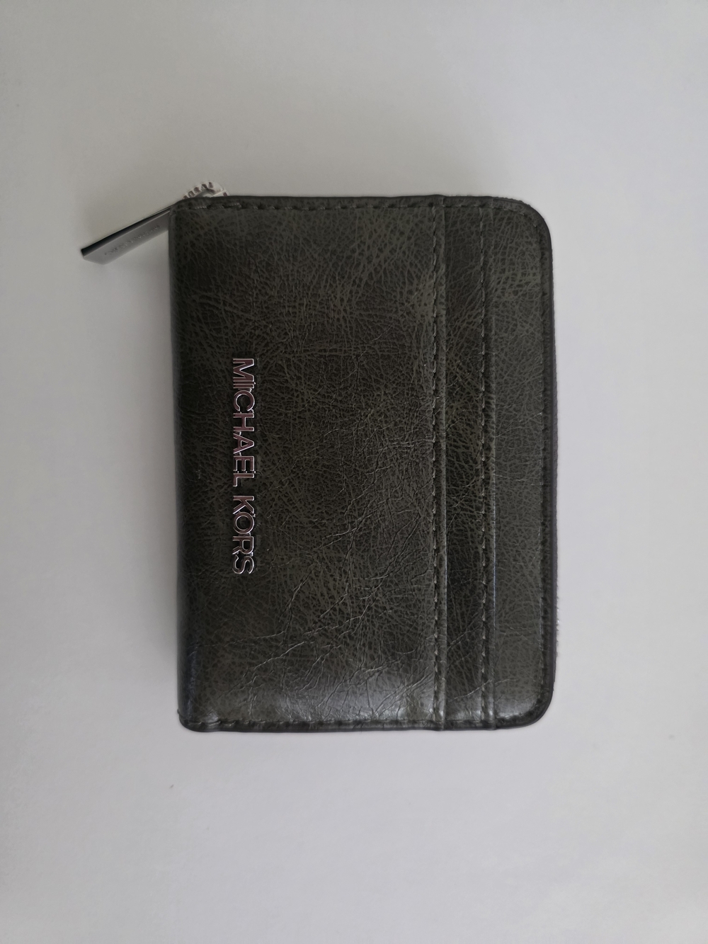 Michael Kors Black Leather Zip Card Case with Exterior Slots